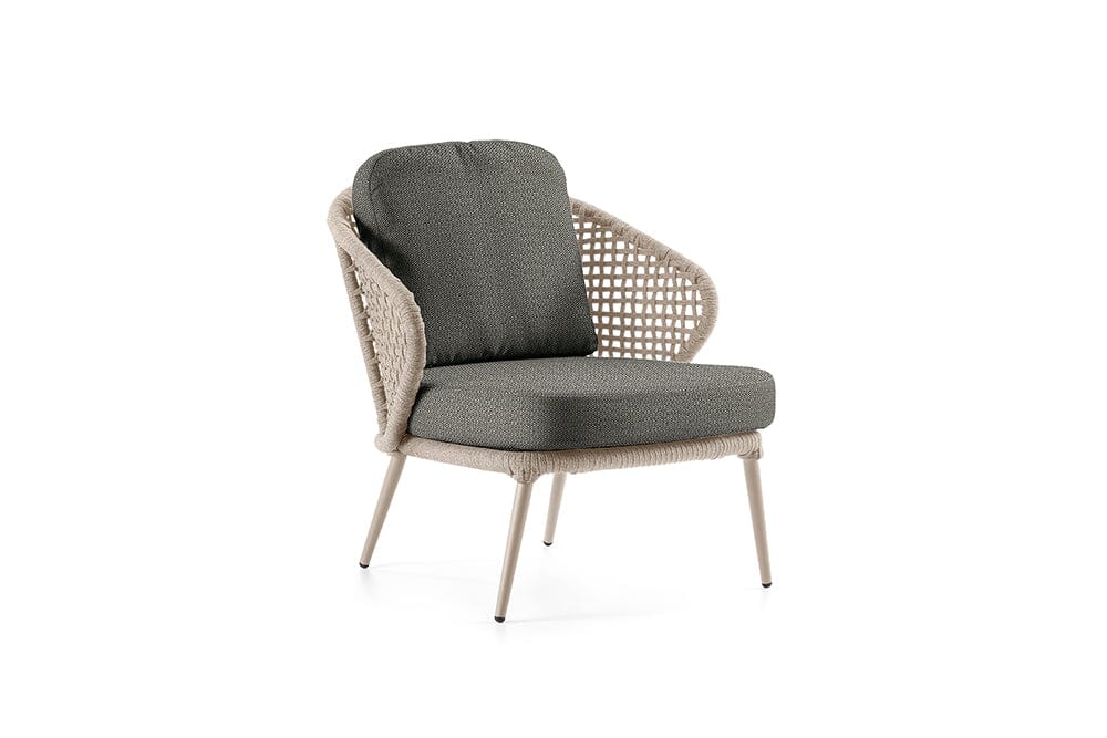 Hunn Ravenna Fauteuil Club Lounge Beige Fontelina Gris Foncé 