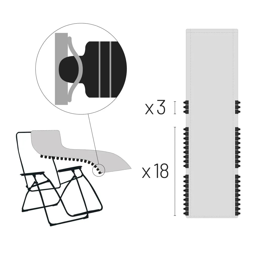 Lafuma Kit Toile de rechange pour Fauteuil Relax RClip RT Batyline largeur 48cm 