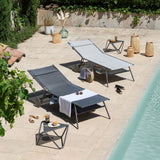 Lafuma Miami II Haut Lit bain de soleil haut Batyline Duo ambiance