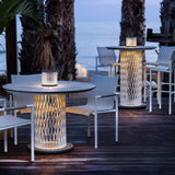 Les Jardins Cadix Table repas Ø110cm avec luminaire solaire 500 Lumens