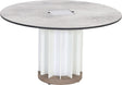 Les Jardins Teckalu Table basse Ø70cm solaire h:40cm 500 Lumens Aluminium blanc - plateau HPL ardoise - Duratek 