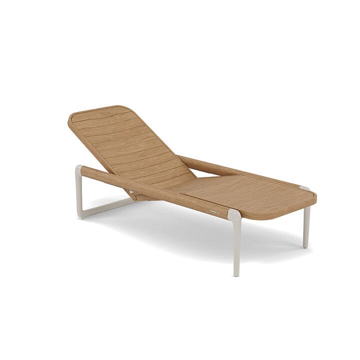 Manutti Flows Chaise longue Teak, coussins non inclus 