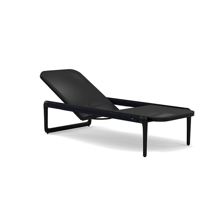 Manutti Flows Chaise longue textile, coussins non inclus Black AF07 - Teak nero (HFTS) 