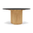 Manutti Ogado Table Repas Low Dining Ø125cm h:66cm Teck Brushed HFTB Céramique Basalt Black 12mm (5K67) 