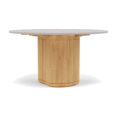 Manutti Ogado Table Repas Low Dining Ø125cm h:66cm Teck Brushed HFTB Céramique Fossil 12mm (5K53) 