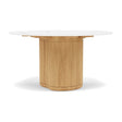 Manutti Ogado Table Repas Low Dining Ø125cm h:66cm Teck Brushed HFTB Céramique Marble White 12mm (5K58) 