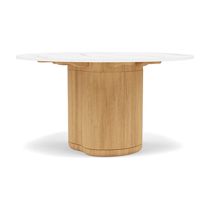 Manutti Ogado Table Repas Low Dining Ø125cm h:66cm Teck Brushed HFTB Céramique Marble White 12mm (5K58) 