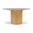 Manutti Ogado Table Repas Low Dining Ø125cm h:66cm Teck Brushed HFTB Céramique Travertin Crema 12mm (5K74) 