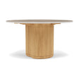Manutti Ogado Table Repas Low Dining Ø125cm h:66cm Teck Brushed HFTB Céramique Travertin Geo 12mm (5K54) 