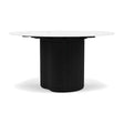 Manutti Ogado Table Repas Low Dining Ø125cm h:66cm Teck Scuro HFTS Céramique Marble White 12mm (5K58) 