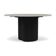 Manutti Ogado Table Repas Low Dining Ø125cm h:66cm Teck Scuro HFTS Céramique Travertin Crema 12mm (5K74) 