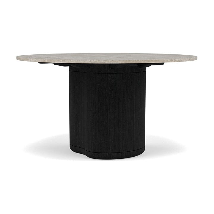 Manutti Ogado Table Repas Low Dining Ø125cm h:66cm Teck Scuro HFTS Céramique Travertin Crema 12mm (5K74) 