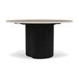 Manutti Ogado Table Repas Low Dining Ø125cm h:66cm Teck Scuro HFTS Céramique Travertin Geo 12mm (5K54) 