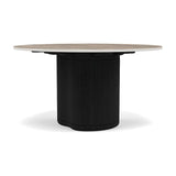 Manutti Ogado Table Repas Low Dining Ø125cm h:66cm Teck Scuro HFTS Céramique Travertin Geo 12mm (5K54) 
