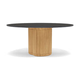 Manutti Ogado Table Repas Low Dining Ø148cm h:66cm Teck Brushed HFTB Céramique Basalt Black 12mm (5K67) 