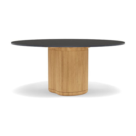 Manutti Ogado Table Repas Low Dining Ø148cm h:66cm Teck Brushed HFTB Céramique Basalt Black 12mm (5K67) 