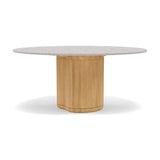 Manutti Ogado Table Repas Low Dining Ø148cm h:66cm Teck Brushed HFTB Céramique Fossil 12mm (5K53) 