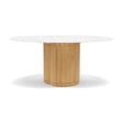 Manutti Ogado Table Repas Low Dining Ø148cm h:66cm Teck Brushed HFTB Céramique Marble White 12mm (5K58) 