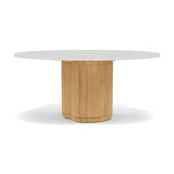 Manutti Ogado Table Repas Low Dining Ø148cm h:66cm Teck Brushed HFTB Céramique Perle 12mm (5K66) 