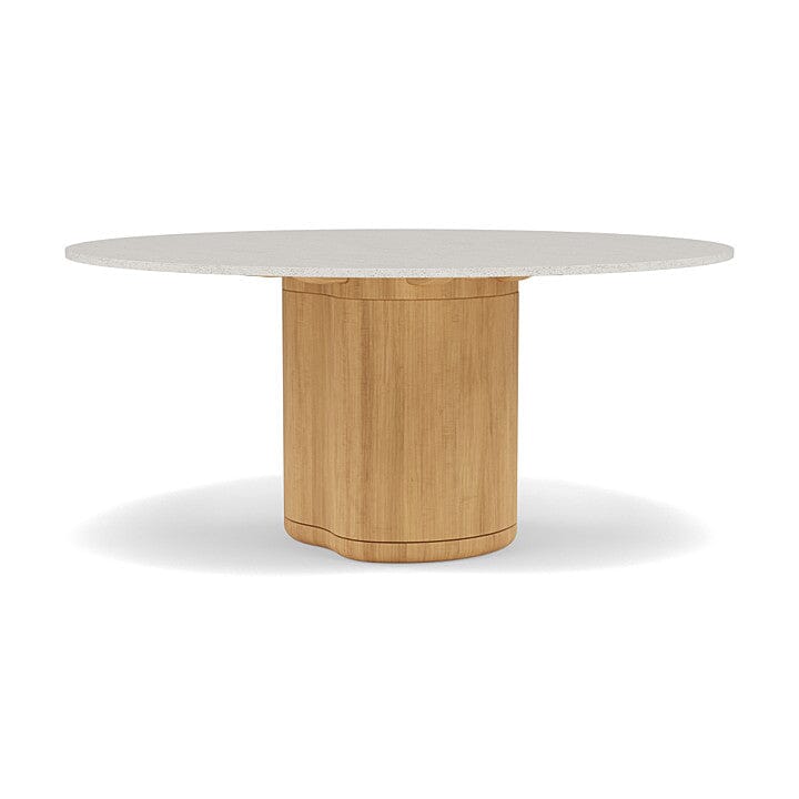 Manutti Ogado Table Repas Low Dining Ø148cm h:66cm Teck Brushed HFTB Céramique Speckled Sand 12mm (5K73) 