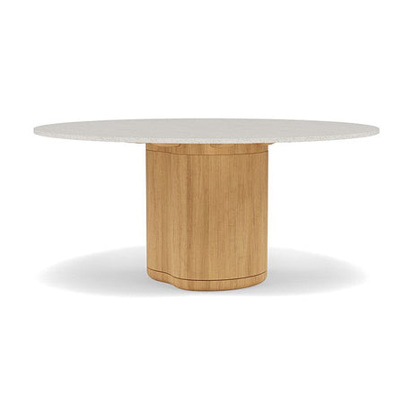 Manutti Ogado Table Repas Low Dining Ø148cm h:66cm Teck Brushed HFTB Céramique Speckled Sand 12mm (5K73) 