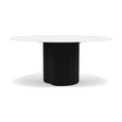 Manutti Ogado Table Repas Low Dining Ø148cm h:66cm Teck Scuro HFTS Céramique Marble White 12mm (5K58) 