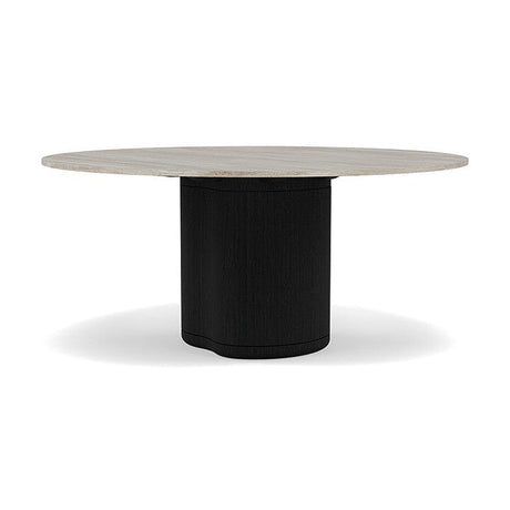 Manutti Ogado Table Repas Low Dining Ø148cm h:66cm Teck Scuro HFTS Céramique Travertin Crema 12mm (5K74) 