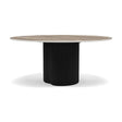Manutti Ogado Table Repas Low Dining Ø148cm h:66cm Teck Scuro HFTS Céramique Travertin Geo 12mm (5K54) 