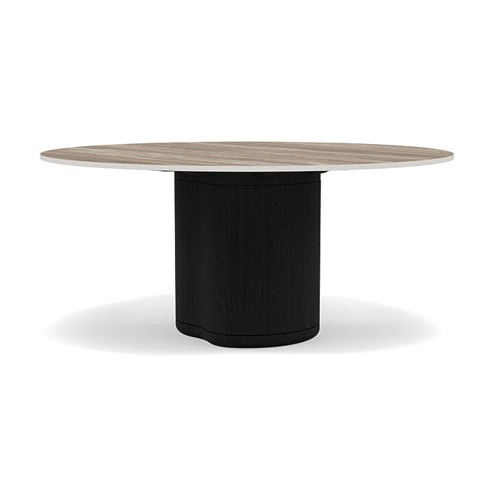 Manutti Ogado Table Repas Low Dining Ø148cm h:66cm Teck Scuro HFTS Céramique Travertin Geo 12mm (5K54) 