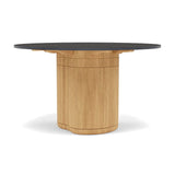 Manutti Ogado Table Repas Ø125cm Teck Brushed HFTB Céramique Basalt Black 12mm (5K67) 