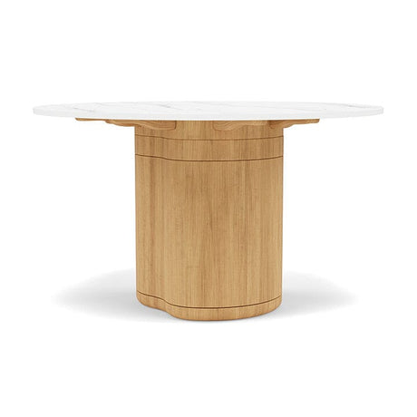 Manutti Ogado Table Repas Ø125cm Teck Brushed HFTB Céramique Marble White 12mm (5K58) 