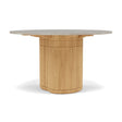 Manutti Ogado Table Repas Ø125cm Teck Brushed HFTB Céramique Travertin Crema 12mm (5K74) 