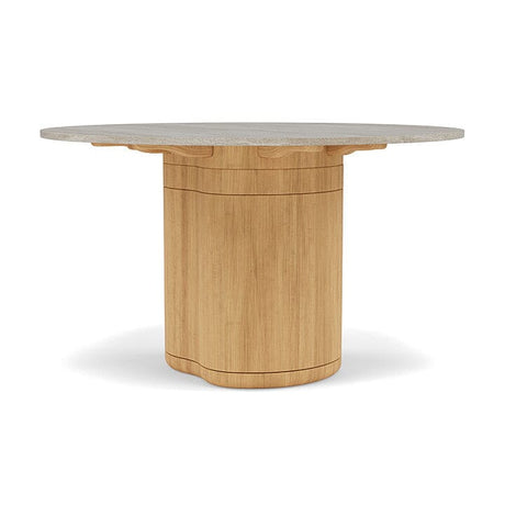 Manutti Ogado Table Repas Ø125cm Teck Brushed HFTB Céramique Travertin Crema 12mm (5K74) 