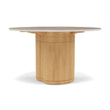 Manutti Ogado Table Repas Ø125cm Teck Brushed HFTB Céramique Travertin Geo 12mm (5K54) 
