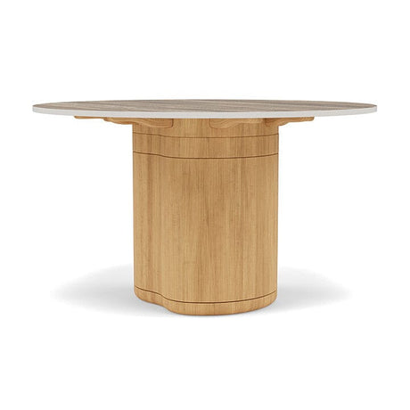 Manutti Ogado Table Repas Ø125cm Teck Brushed HFTB Céramique Travertin Geo 12mm (5K54) 
