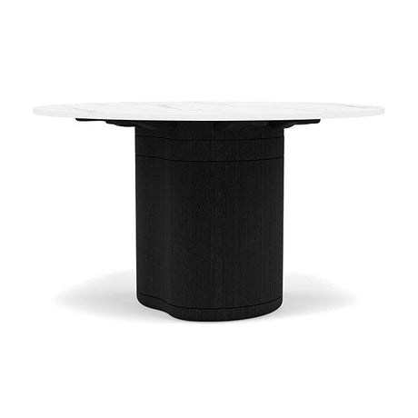 Manutti Ogado Table Repas Ø125cm Teck Scuro HFTS Céramique Marble White 12mm (5K58) 