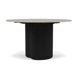 Manutti Ogado Table Repas Ø125cm Teck Scuro HFTS Céramique Travertin Crema 12mm (5K74) 