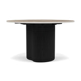 Manutti Ogado Table Repas Ø125cm Teck Scuro HFTS Céramique Travertin Geo 12mm (5K54) 