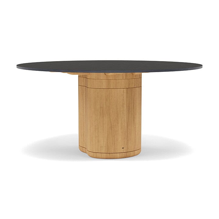 Manutti Ogado Table Repas Ø148cm Teck Brushed HFTB Céramique Basalt Black 12mm (5K67) 
