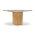 Manutti Ogado Table Repas Ø148cm Teck Brushed HFTB Céramique Travertin Crema 12mm (5K74) 