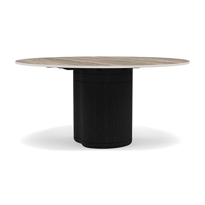 Manutti Ogado Table Repas Ø148cm Teck Scuro HFTS Céramique Travertin Geo 12mm (5K54) 