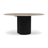 Manutti Ogado Table Repas Ø148cm Teck Scuro HFTS Céramique Travertin Geo 12mm (5K54) 