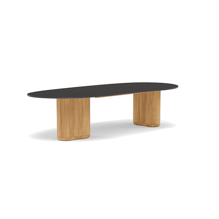 Manutti Ogado Table repas Organic 310x135cm Teck Brushed HFTB Céramique Basalt Black (5K67) 