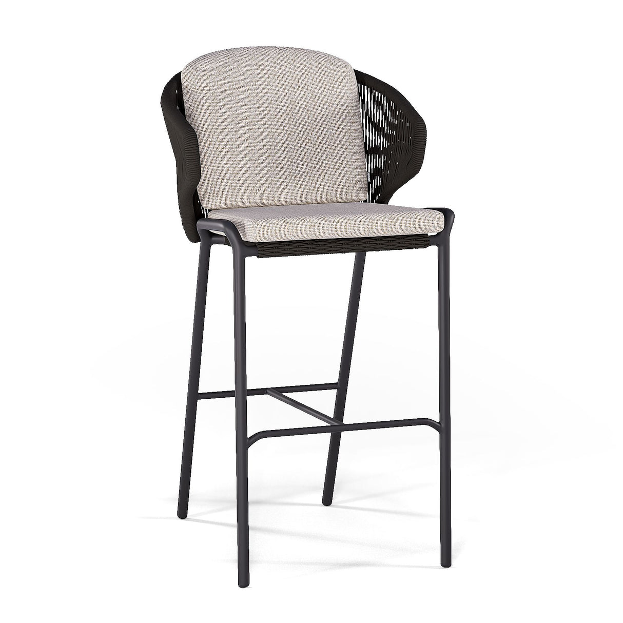 Manutti Radoc Radius Barstool 76, coussins non inclus Lava SF10 - Rope Anthracite 4.5mm (1R03) 
