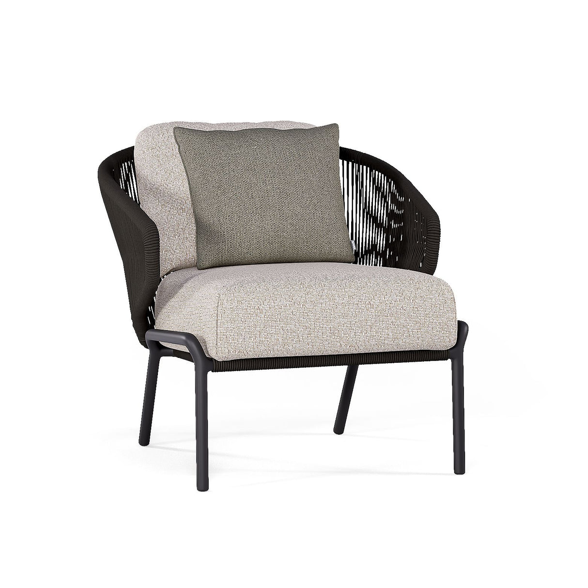 Manutti Radoc Radius Fauteuil club 1-Seater, coussin non inclus Lava SF10 - Rope Anthracite 4.5mm (1R03) 