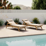Manutti Sunrise Lounger Teak avec accoudoirs, coussins en sus 