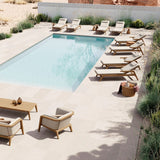 Manutti Sunrise Lounger Teak avec accoudoirs, coussins en sus 