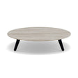 Manutti Torsa Table ø100cm h:25cm Teak Brushed Scuro (HFTN) Céramique Travertin Crema 12mm (5K74) 