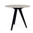 Manutti Torsa Table ø100cm h:90cm Teak nero Céramique Travertin Crema 12mm (5K74) 