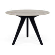 Manutti Torsa Table ø100cm Teak Brushed Scuro (HFTN) Céramique Travertin Crema 12mm (5K74) 